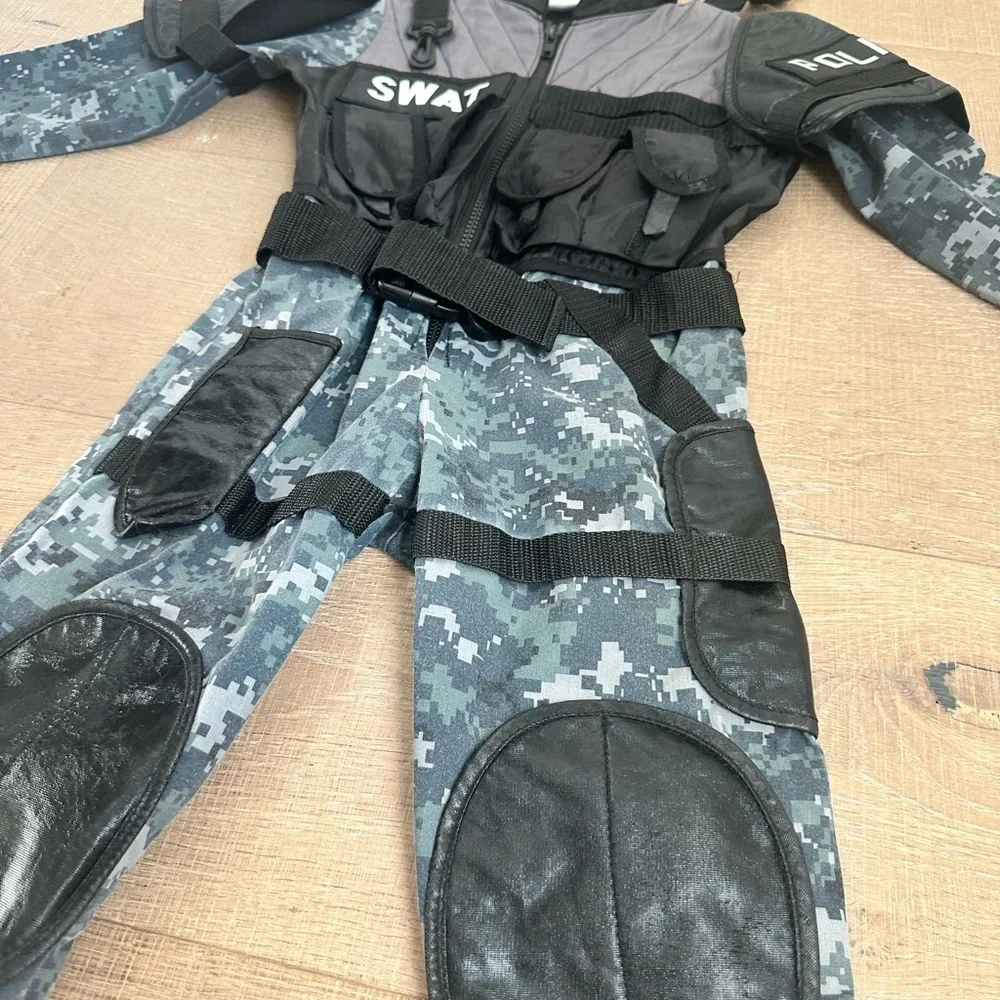 Kids SWAT Police Costume - Black and Gray